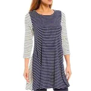 Joules Elora mixed striped jersey dress with side pockets, size 12